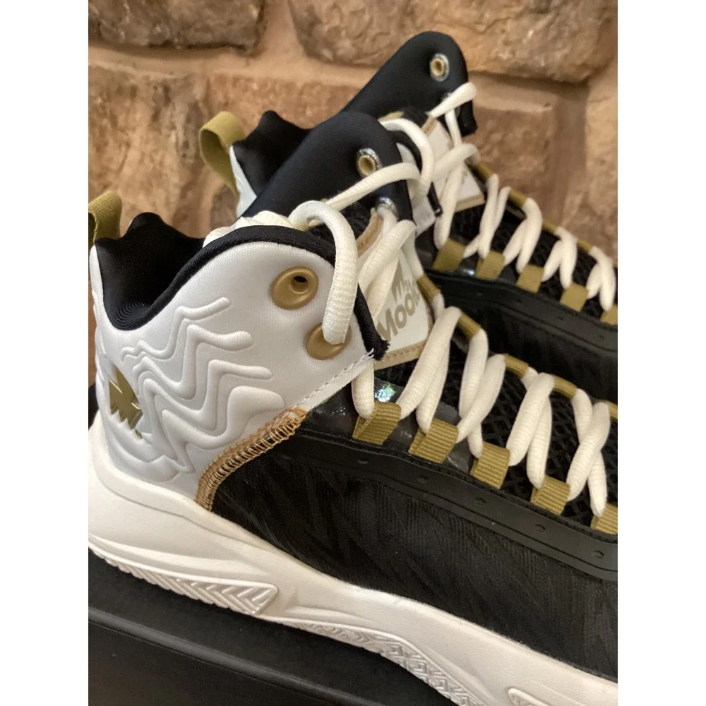 Moolah Kicks Press Break v2 Basketball Shoes Black White Gold Youth 7 Women 8.5